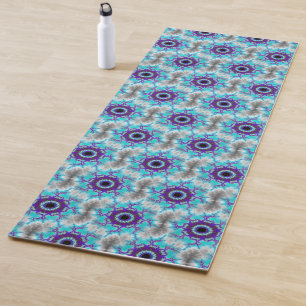 Paars blauw fractal Patroon Yogamat