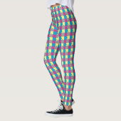 Paars blauw Geel Geel Grijs Puzzle Patroon Leggings (Links)