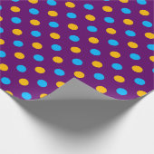 Paars Blauw Geel Stippen Design Cadeaupapier (Hoek)