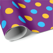Paars Blauw Geel Stippen Design Cadeaupapier (Rol Hoek)