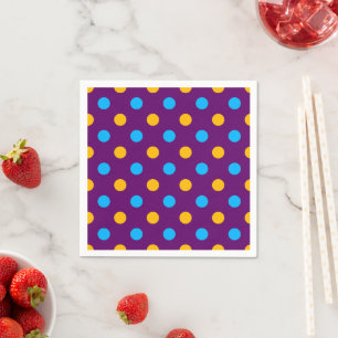 Paars Blauw Geel Stippen Design  Servet