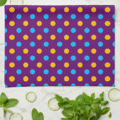 Paars Blauw Geel Stippen Design  Theedoek (Gevouwen)