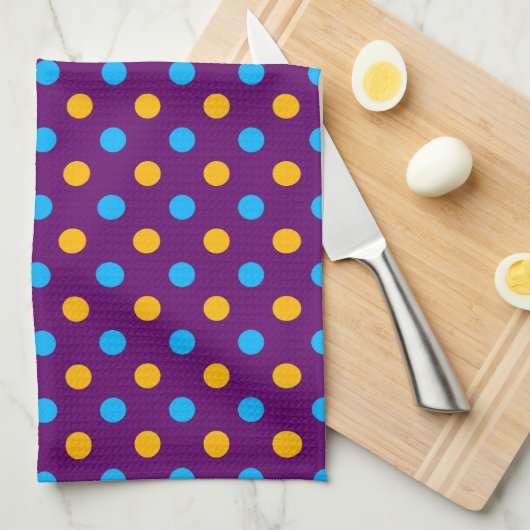 Paars Blauw Geel Stippen Design  Theedoek (Quarter Fold)