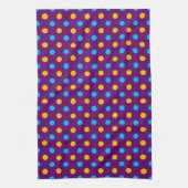 Paars Blauw Geel Stippen Design  Theedoek (Verticaal)