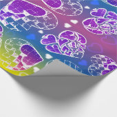 Paars, blauw, geel Whimsical-patroon Cadeaupapier (Hoek)