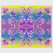 Paars, blauw, geel Whimsical-patroon Cadeaupapier (Vlak)