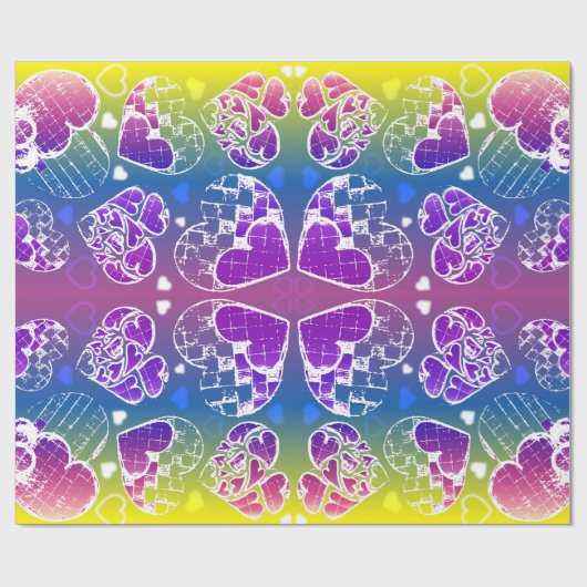 Paars, blauw, geel Whimsical-patroon Cadeaupapier (Vlak)