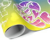 Paars, blauw, geel Whimsical-patroon Cadeaupapier (Rol Hoek)