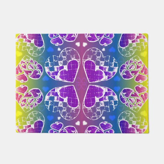 Paars, blauw, geel Whimsical-patroon Deurmat (Voorkant)