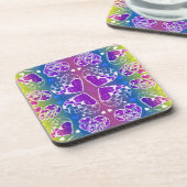Paars, blauw, geel Whimsical-patroon Drankjes Onderzetter (Linkerzijde)