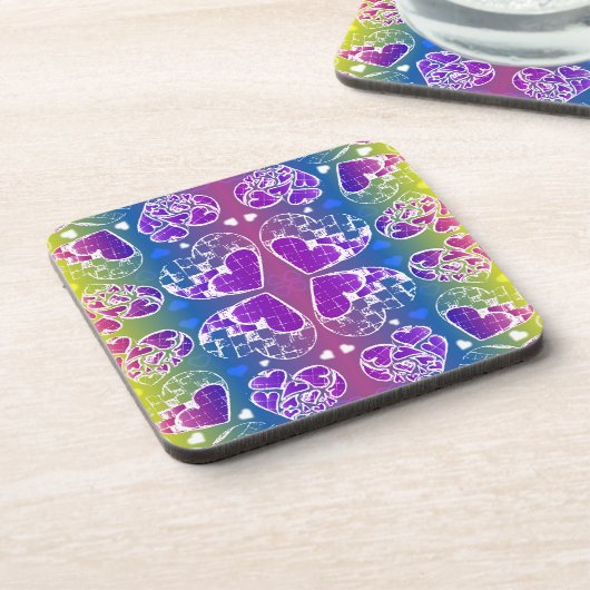 Paars, blauw, geel Whimsical-patroon Drankjes Onderzetter (Linkerzijde)