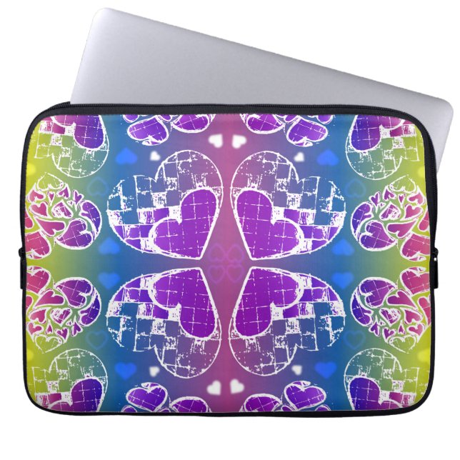 Paars, blauw, geel Whimsical-patroon Laptop Sleeve (Voorkant)
