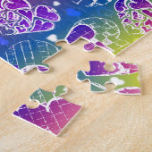 Paars, blauw, geel Whimsical-patroon Legpuzzel (Zijkant)