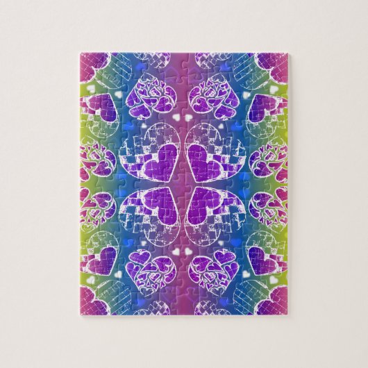 Paars, blauw, geel Whimsical-patroon Legpuzzel (Verticaal)