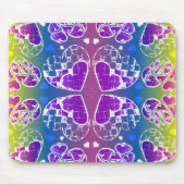 Paars, blauw, geel Whimsical-patroon Muismat (Voorkant)