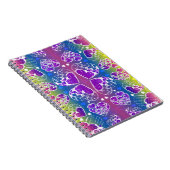 Paars, blauw, geel Whimsical-patroon Notitieboek (Rechterzijde)