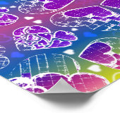 Paars, blauw, geel Whimsical-patroon Poster (Hoek)