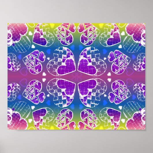 Paars, blauw, geel Whimsical-patroon Poster (Voorkant)