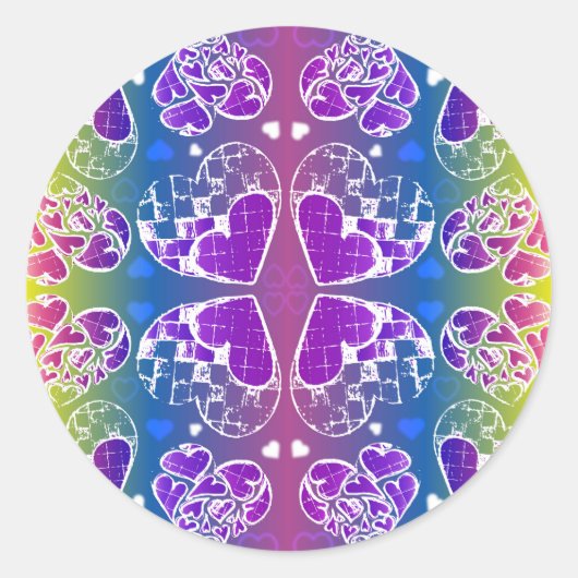 Paars, blauw, geel Whimsical-patroon Ronde Sticker (Voorkant)