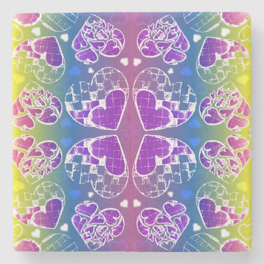 Paars, blauw, geel Whimsical-patroon Stenen Onderzetter (Voorkant)