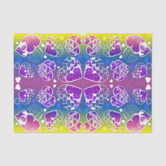 Paars, blauw, geel Whimsical-patroon Tissuepapier (Voorkant)