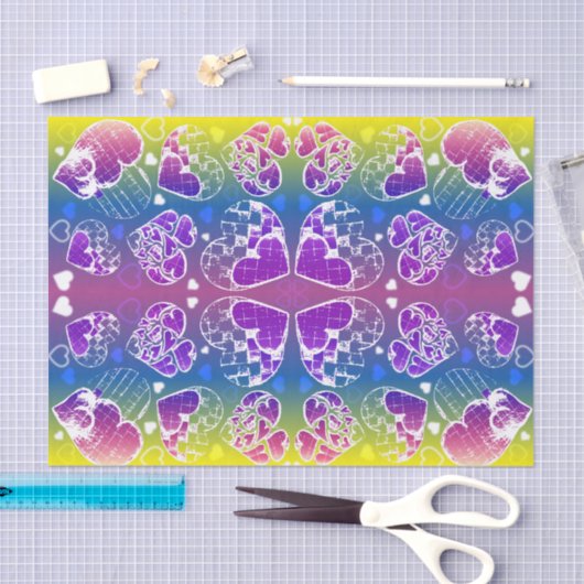 Paars, blauw, geel Whimsical-patroon Tissuepapier (Craft)