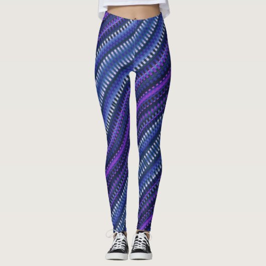 Paars blauw gelanste strips met eenduidig levendig leggings (Voorkant)