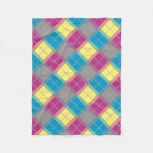 Paars blauw gele patroon fleece deken
