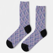 Paars Blauw Geometrisch Patroon Sokken (Links)