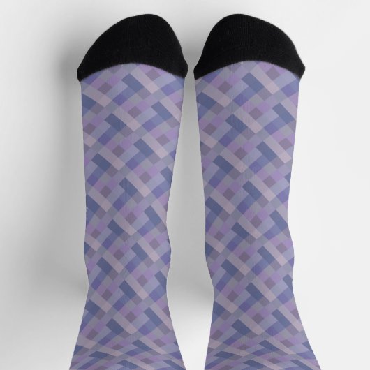 Paars Blauw Geometrisch Patroon Sokken (Top)