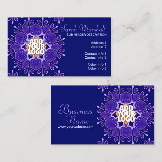 Paars + blauw geometrisch ventilator Visitekaartje (Voorkant / Achterkant)