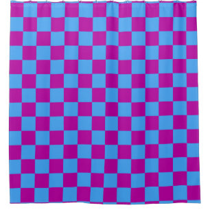 Paars Blauw Geruit Geruit Patroon Douchegordijn