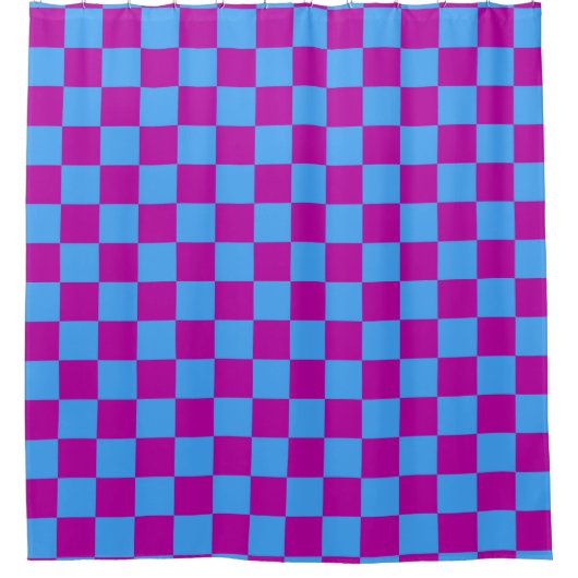 Paars Blauw Geruit Geruit Patroon Douchegordijn (Voorkant)