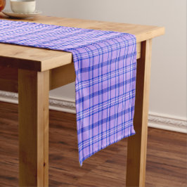 Paars Blauw Geruit Klassiek Patroon Helder Korte Tafelloper