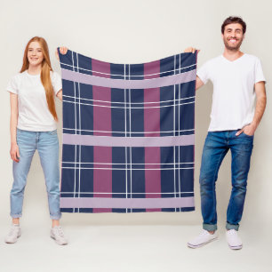 Paars Blauw Geruit Schotse Ruit Geruite Patroon Fleece Deken