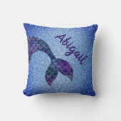 Paars Blauw Glitter Mermaid Tail Aangepaste naam Kussen (Voorkant)