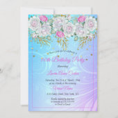  Paars blauw goud - roze Birthday Party Kaart (Voorkant)