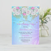  Paars blauw goud - roze Birthday Party Kaart (Staand voorkant)