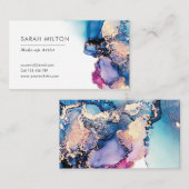 Paars blauw goud waterverf visitekaartje (Voorkant / Achterkant)