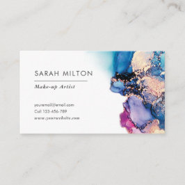 Paars blauw goud waterverf visitekaartje