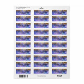 Paars blauw goudglitter artistiek modern glam etiket (Full Sheet)