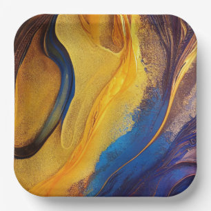 Paars, blauw, goudpapier bord