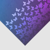 Paars, blauw, grafiet, vlinderbloempatroon tissuepapier (Detail)