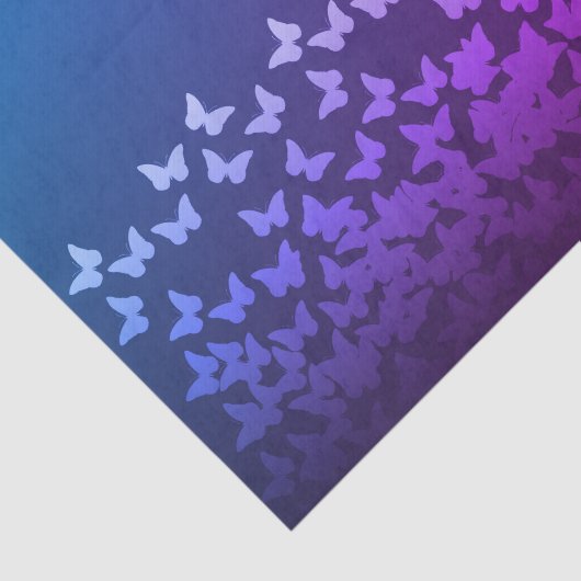Paars, blauw, grafiet, vlinderbloempatroon tissuepapier (Detail)