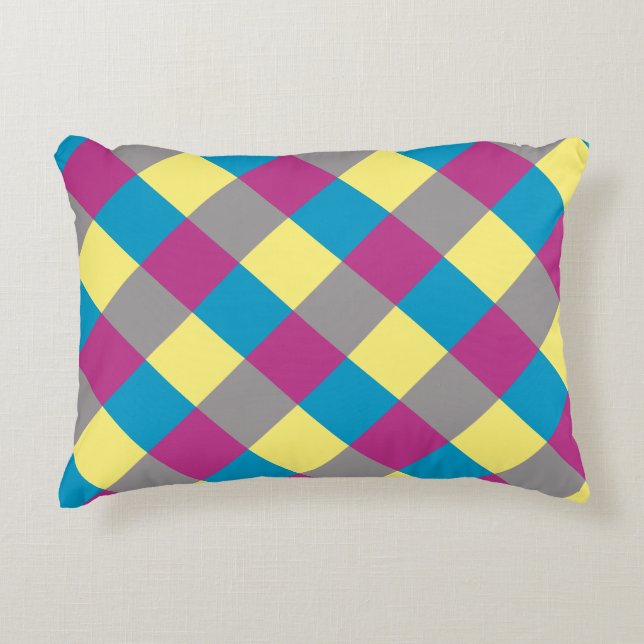 Paars blauw grijs patroon accent kussen (Voorkant)