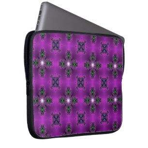 paars blauw groen artdeco in retrostijl en sterren laptop sleeve