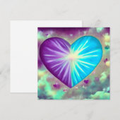 Paars & Blauw Hart Kaart (Voorkant / Achterkant)