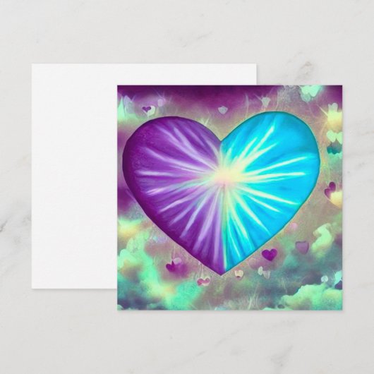 Paars & Blauw Hart Kaart (Voorkant / Achterkant)