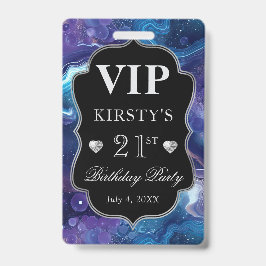 Paars Blauw Hemels Glitter Agaat Verjaardag VIP Badge