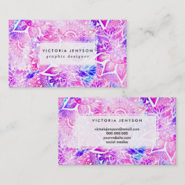 Paars blauw henna boho floral mandala patroon visitekaartje